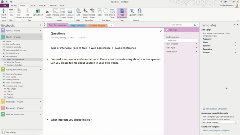 Prepare and conduct professional job interviews - How To OneNote